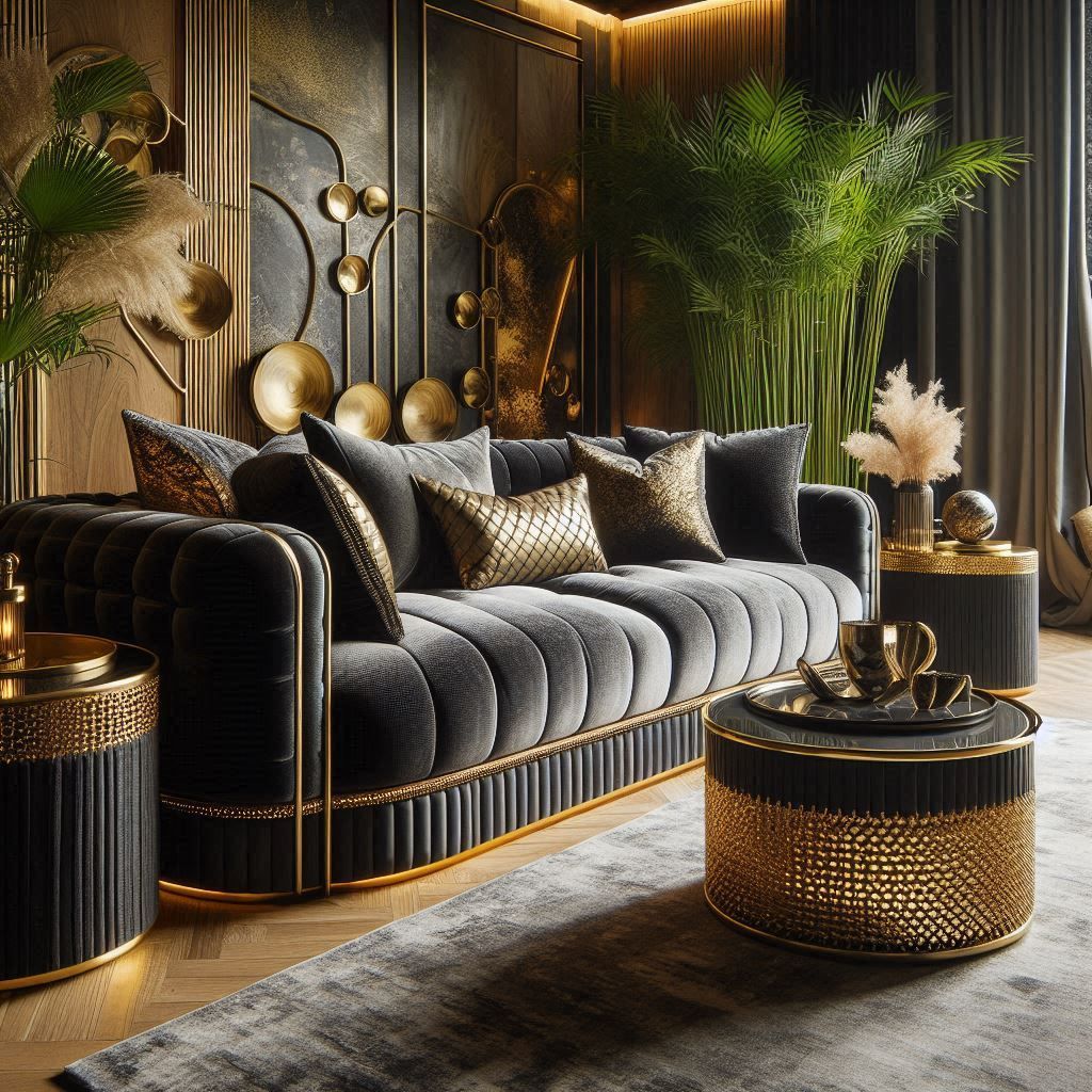 Black color fabric sofa | Besopke sofa showroom in bangalore